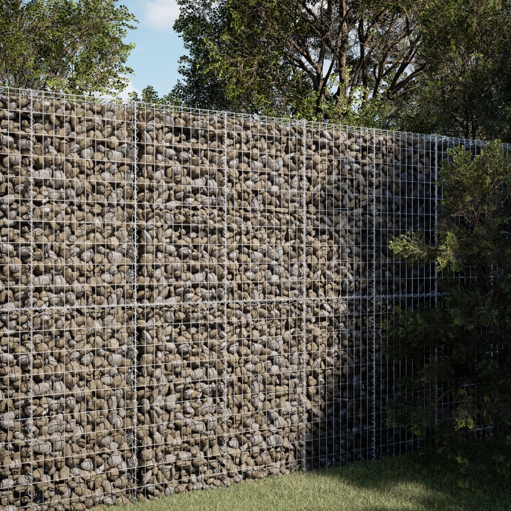 Gabion Basket with Cover 100x100x200 cm Galvanised Iron