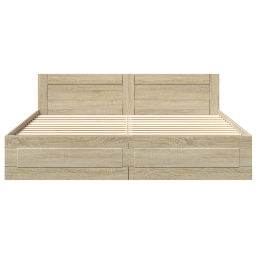 Bed Frame with Headboard without Mattress Sonoma Oak 183x203 cm King