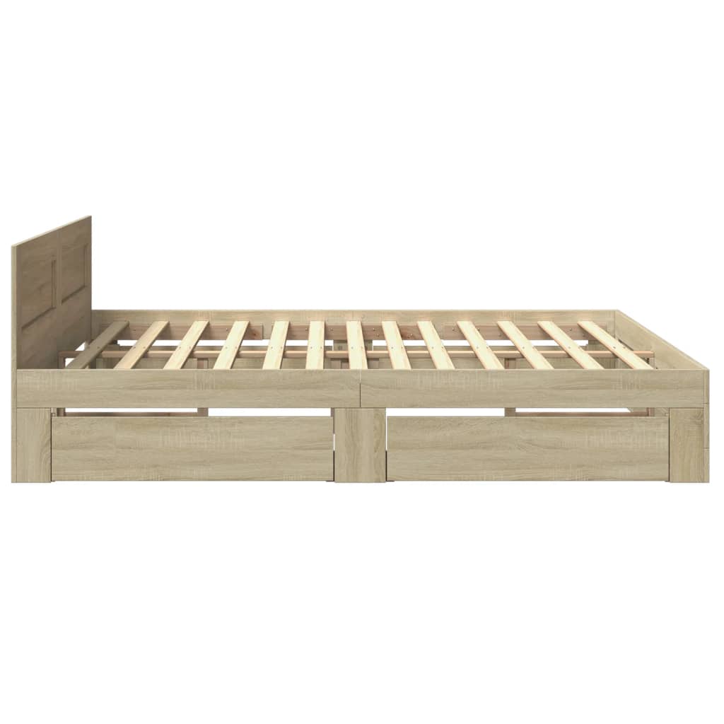 Bed Frame with Headboard without Mattress Sonoma Oak 183x203 cm King