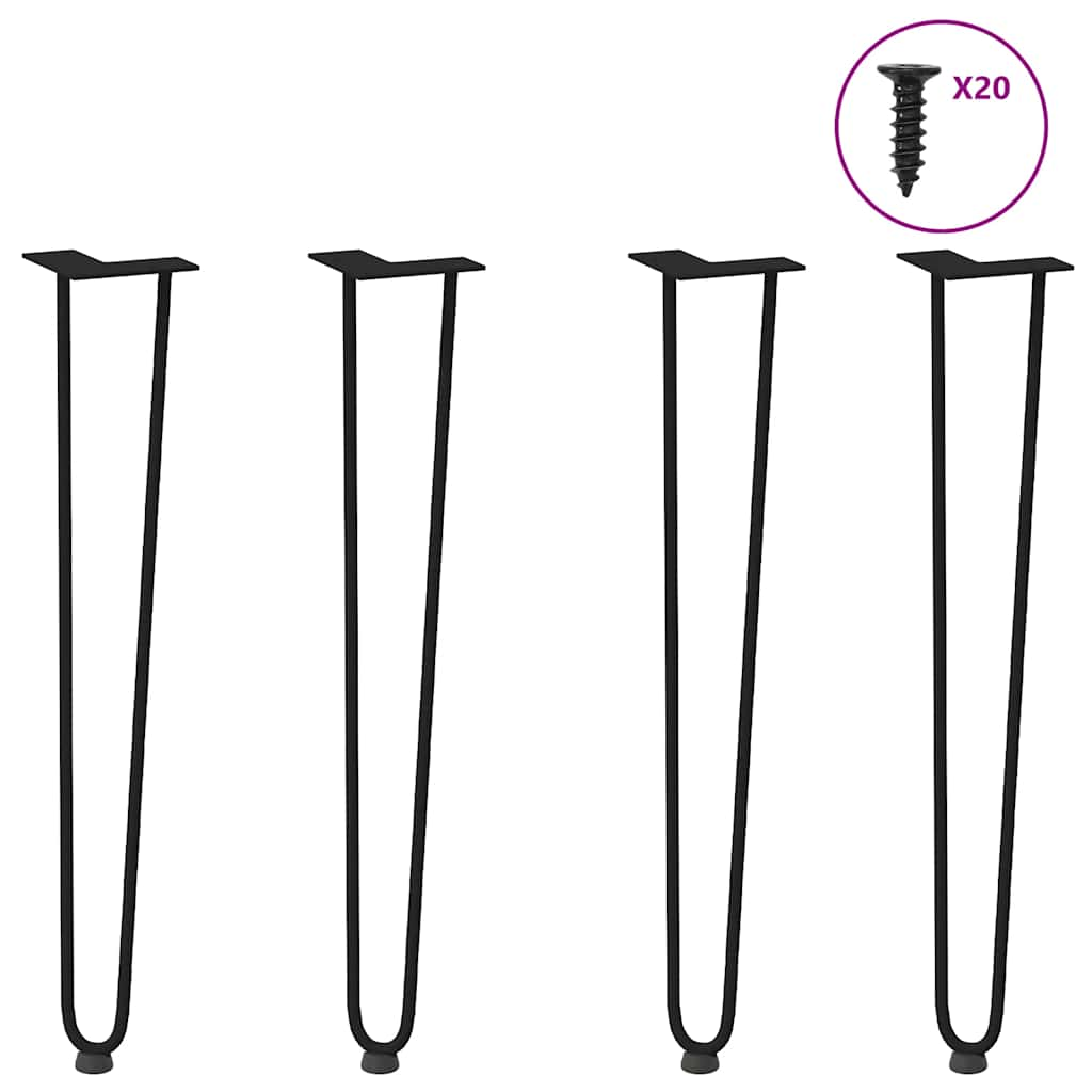 Hairpin Table Legs 4 pcs Black 72 cm Solid Steel