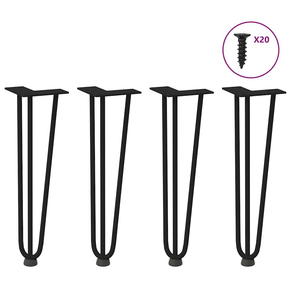 Hairpin Table Legs 4 pcs Black 42 cm Solid Steel