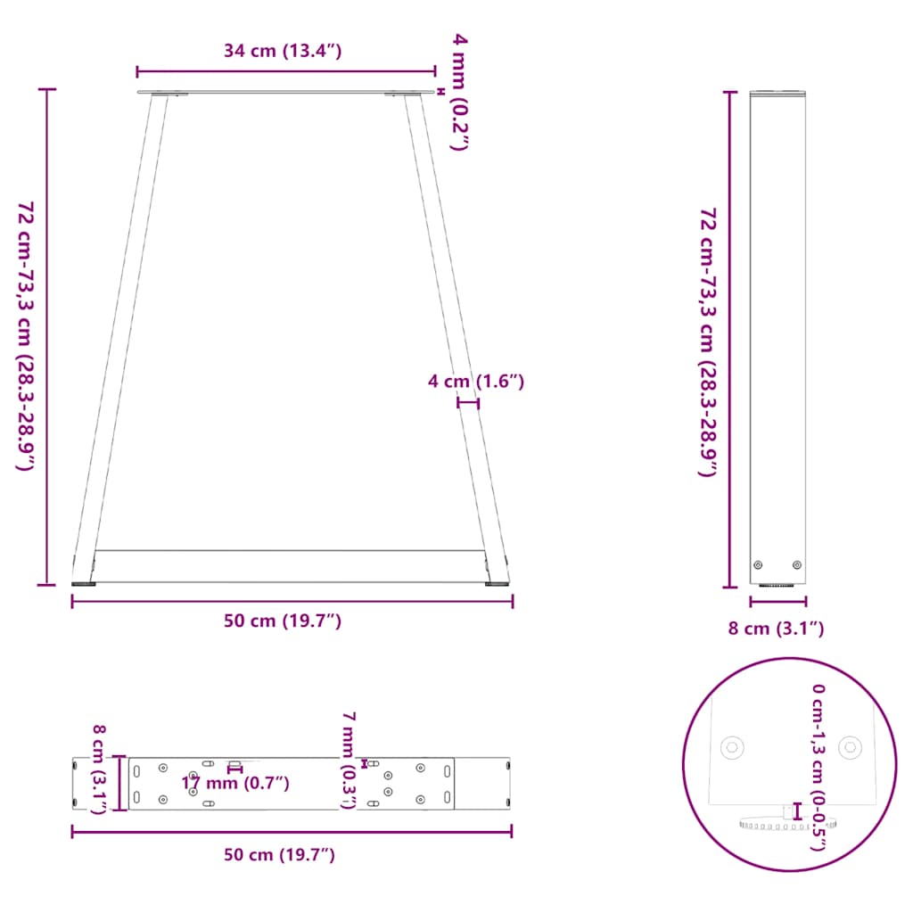 Coffee Table Legs V-Shape 2 pcs Black 50x(72-73) cm Steel