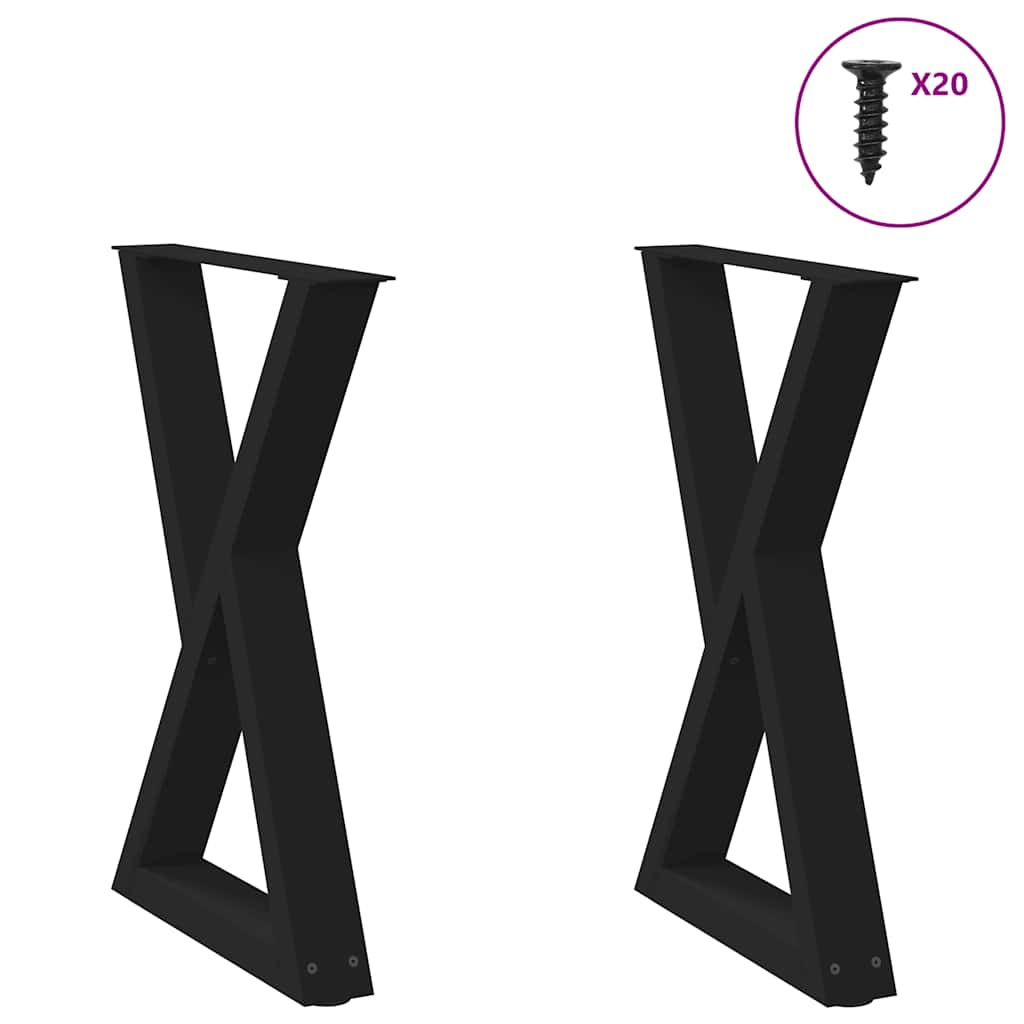 Dining Table Legs 2 pcs Black 60x72-73.3 cm Steel