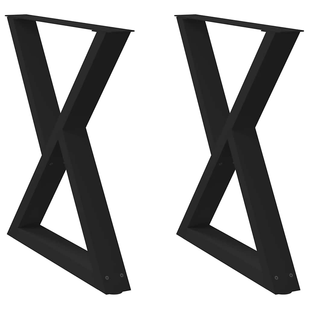 Dining Table Legs 2 pcs Black 70x(72-73.3) cm Steel