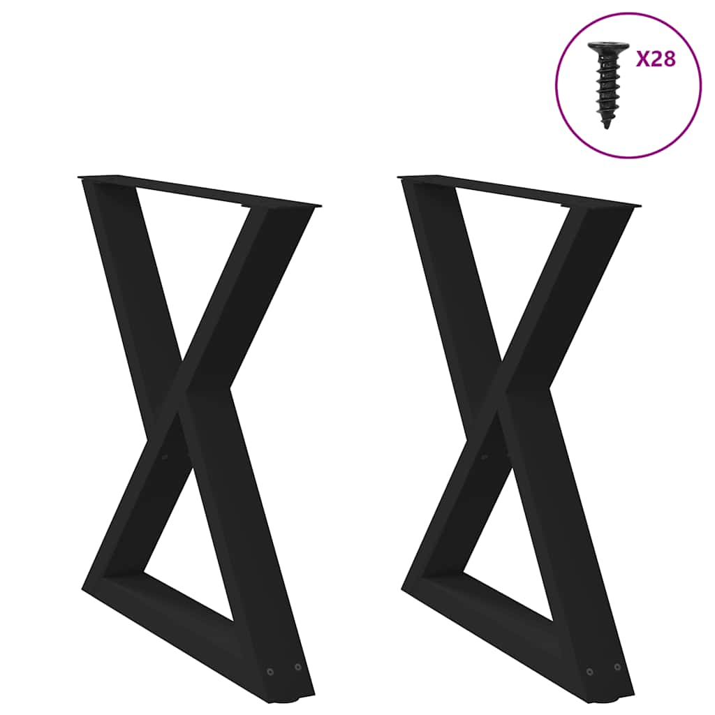 Dining Table Legs 2 pcs Black 80x(72-73.3) cm Steel