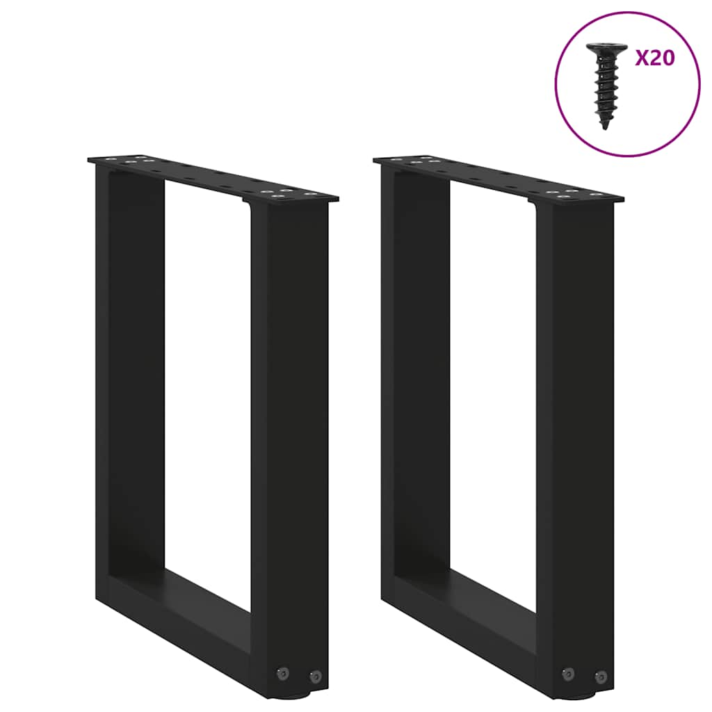 Coffee Table Legs U-Shaped 2 pcs Black 38x(42-43) cm Steel