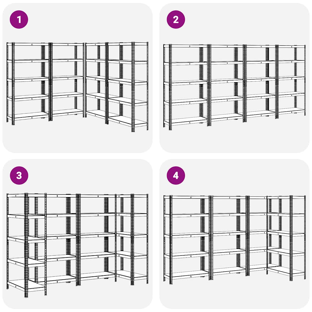 5-Layer Storage Shelves 4 pcs Anthracite Steel&Engineered Wood