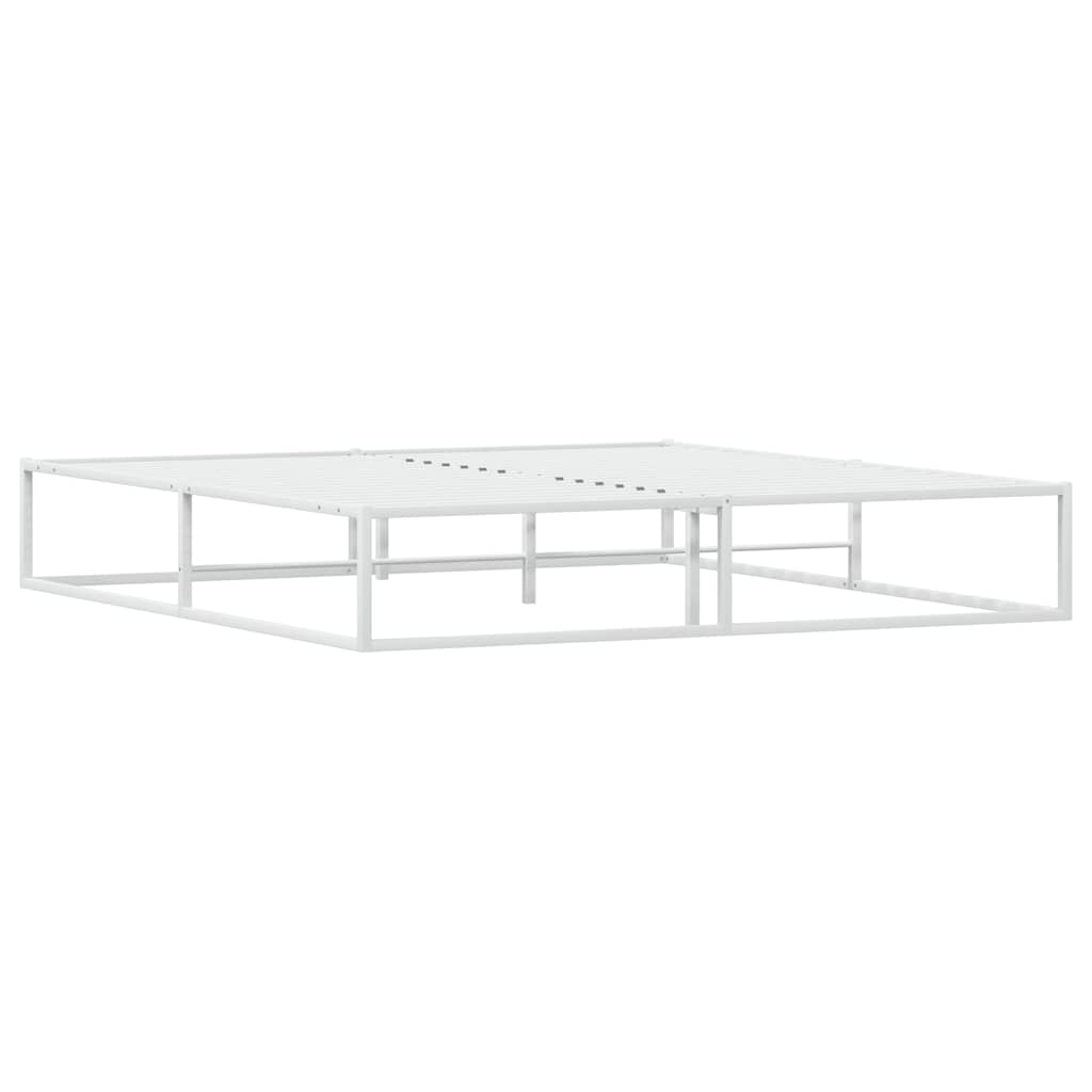 Bed Frame without Mattress White 183x203 cm King Metal