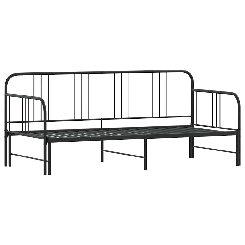 Daybed with Trundle without Mattress Black 92x187 cm Single Metal