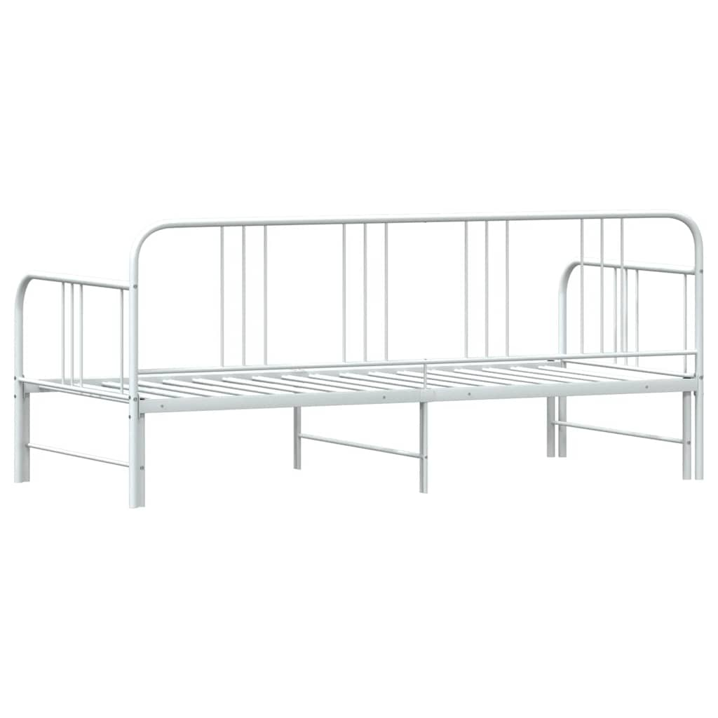 Daybed with Trundle without Mattress White 92x187 cm Single Metal