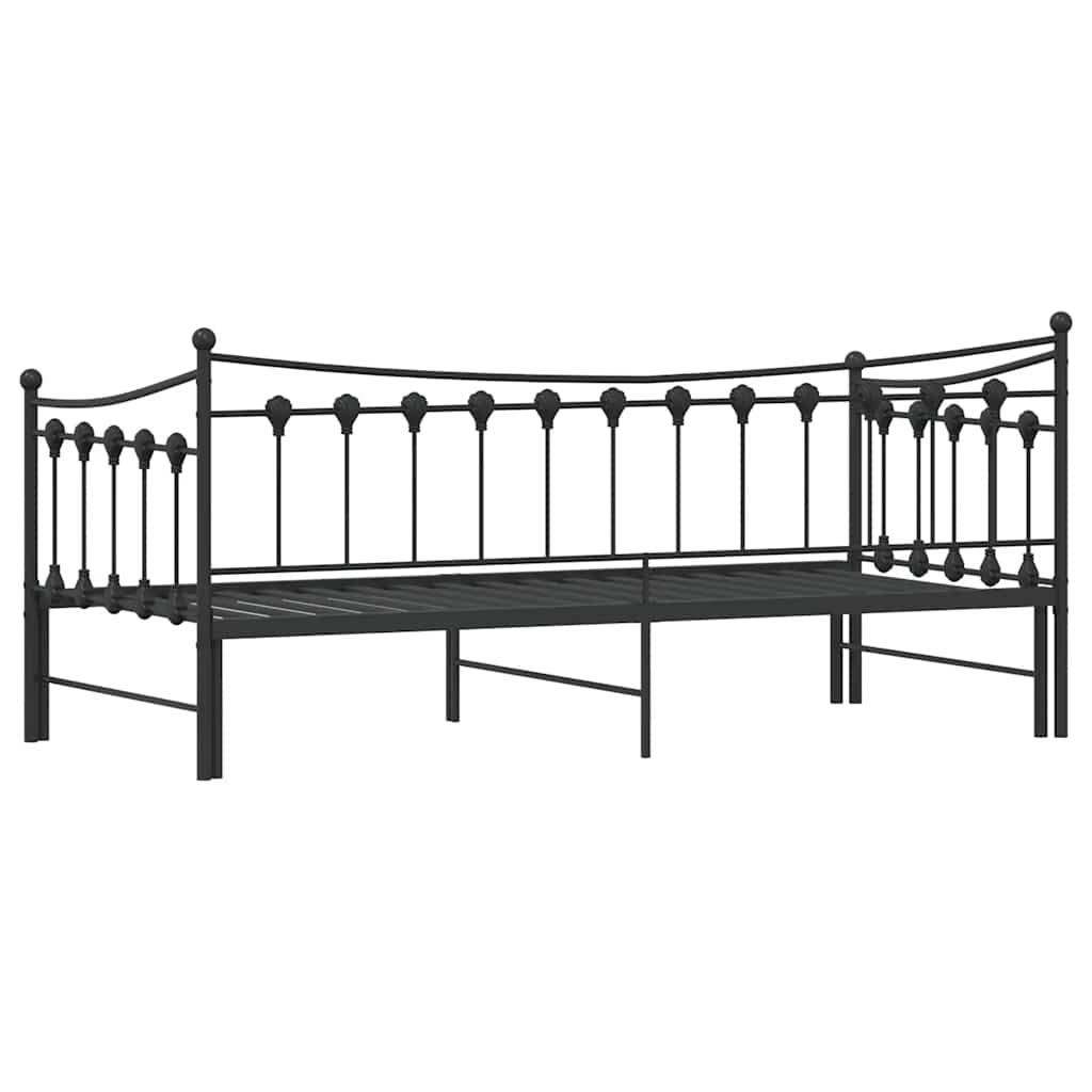 Daybed with Trundle without Mattress Black 92x187 cm Single Metal