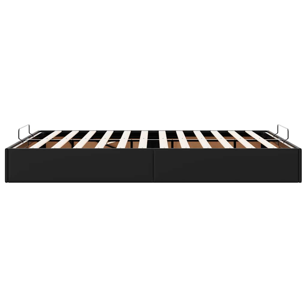 Ottoman Storage Bed Frame without Mattress Black Double Faux Leather