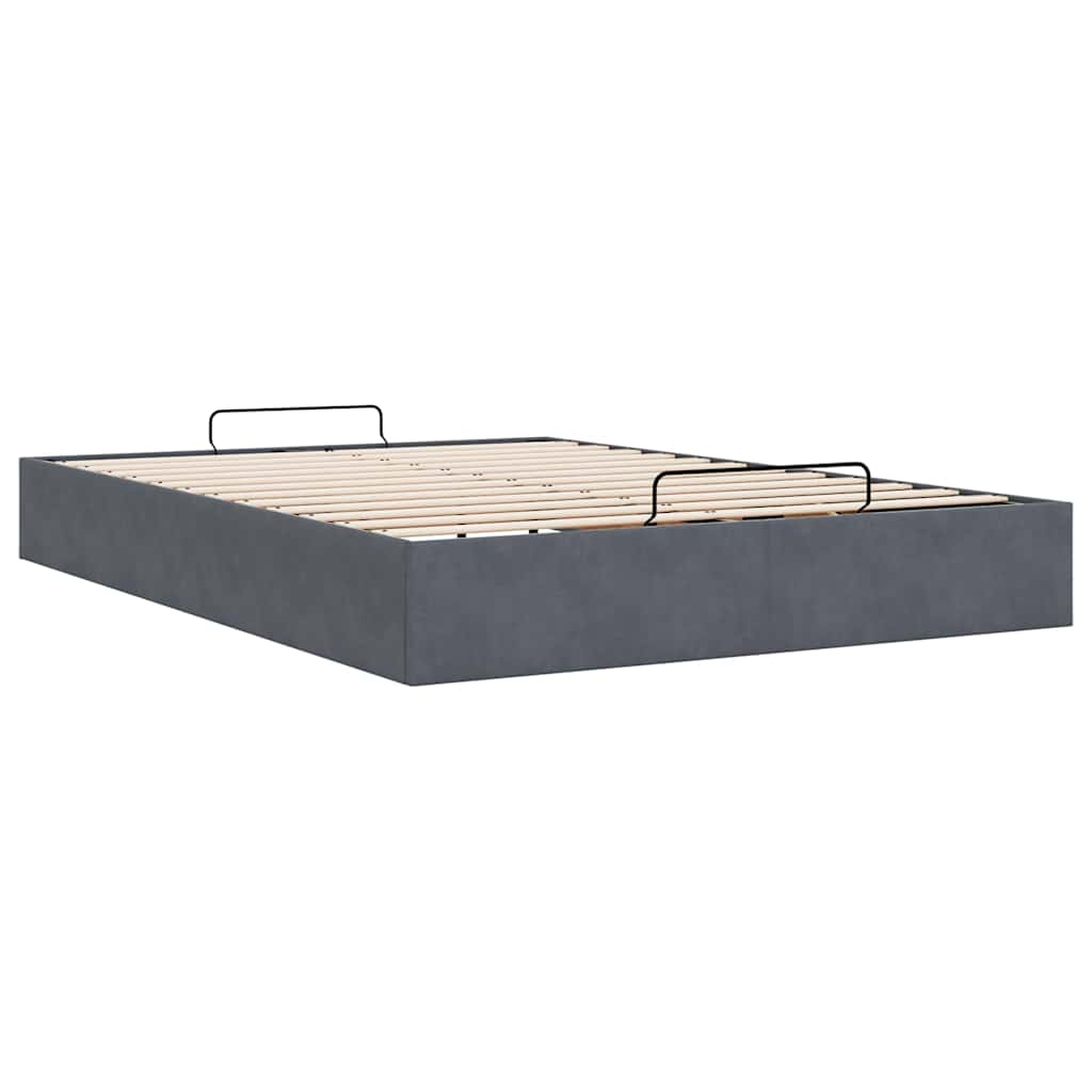 Ottoman Storage Bed Frame No Mattress Dark Grey Double Velvet