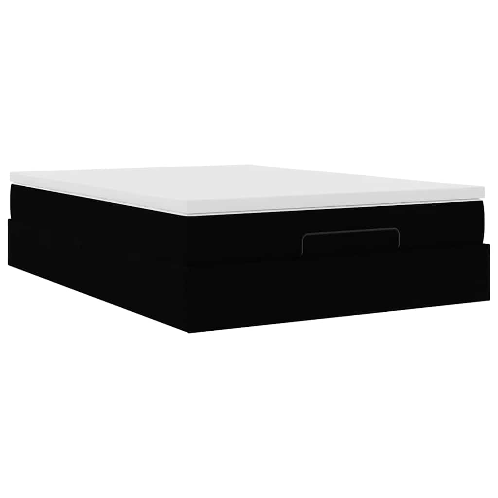 Ottoman Bed with Mattress Black Double Fabric