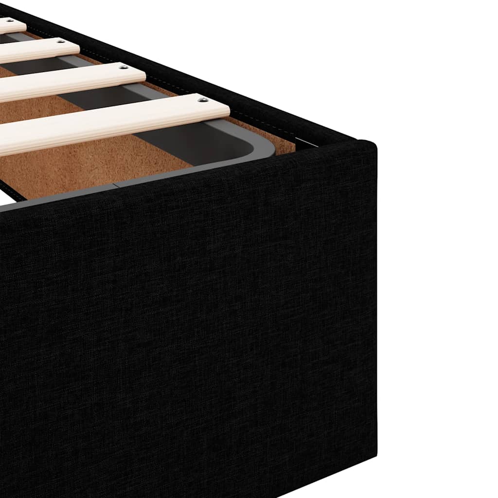 Ottoman Bed with Mattress Black Double Fabric