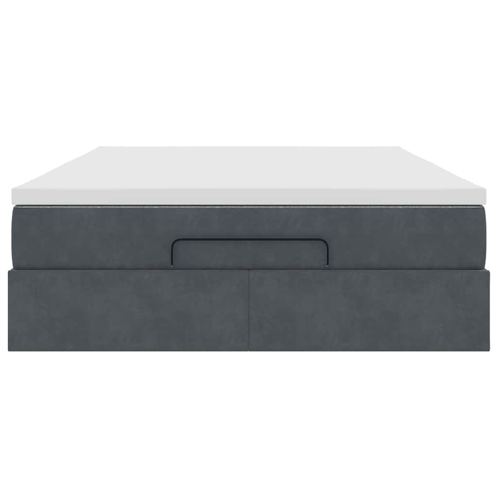 Ottoman Bed with Mattress Dark Grey Double Velvet