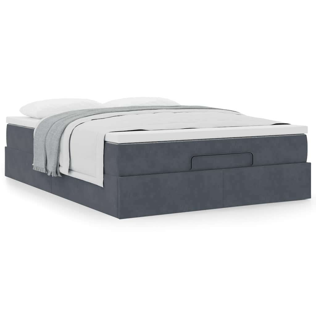 Ottoman Bed with Mattress Dark Grey Double Velvet