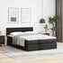 Ottoman Bed with Mattress Black Double Faux Leather