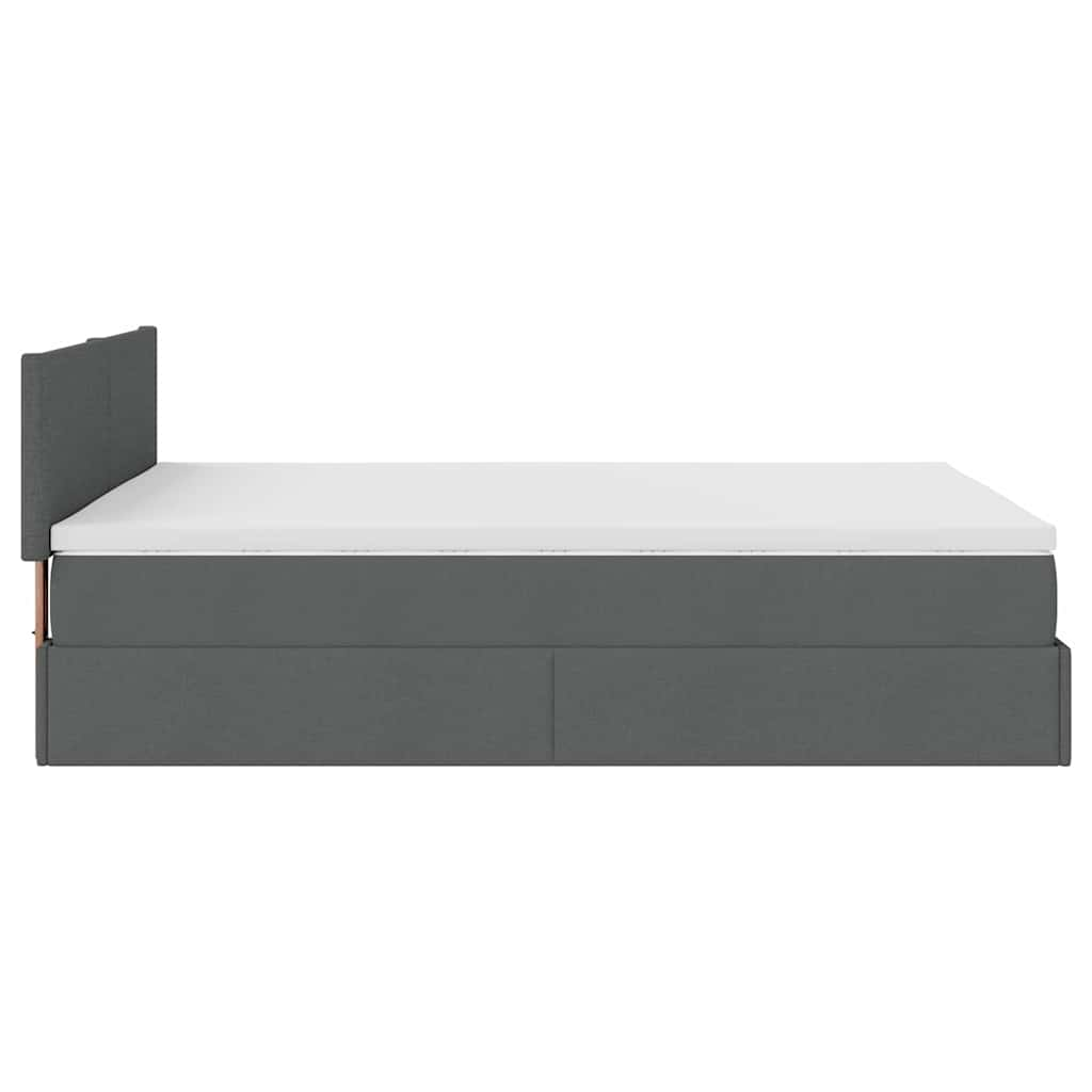 Ottoman Bed with Mattress Dark Grey Double Fabric