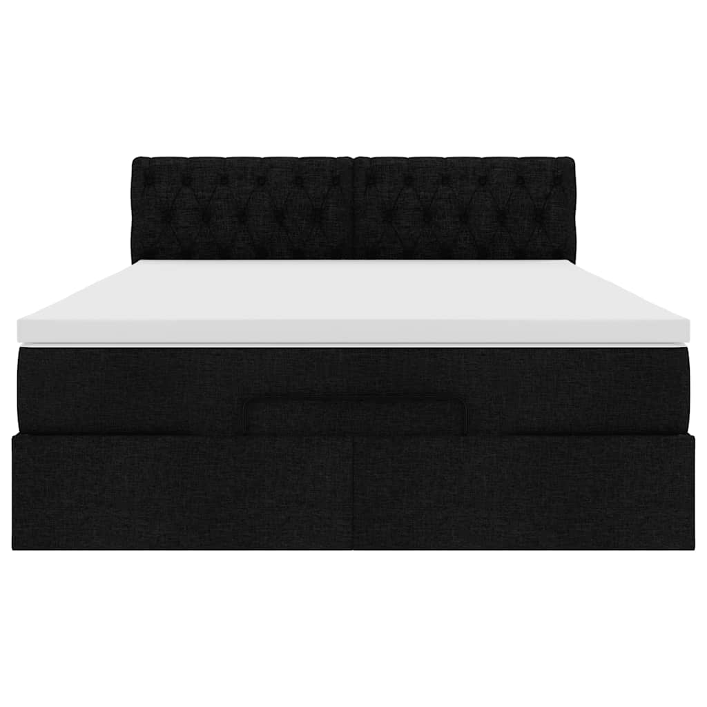 Ottoman Bed with Mattress Black Double Fabric