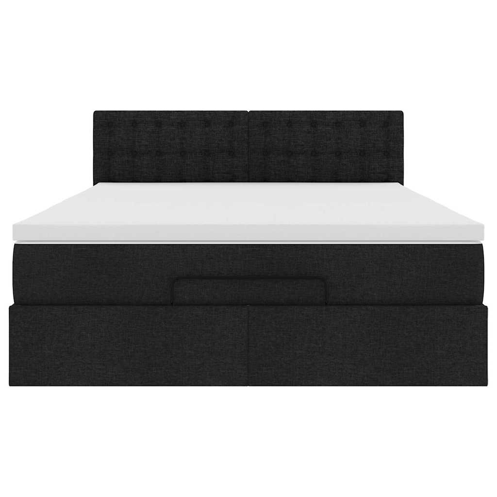 Ottoman Bed with Mattress Black Double Fabric