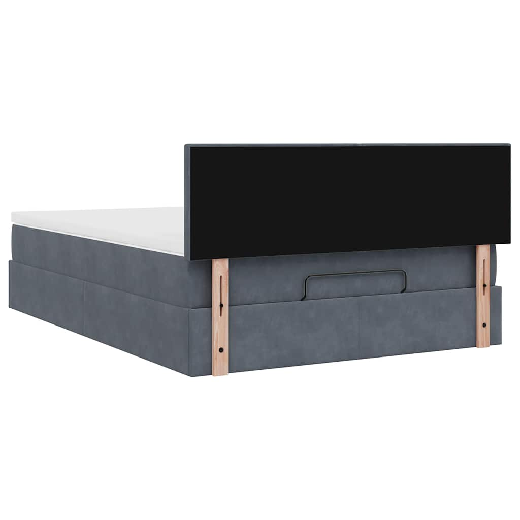 Ottoman Bed with Mattress Dark Grey Double Velvet