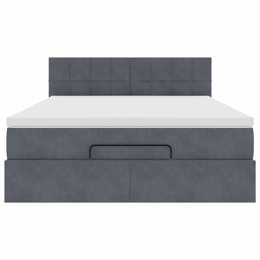 Ottoman Bed with Mattress Dark Grey Double Velvet