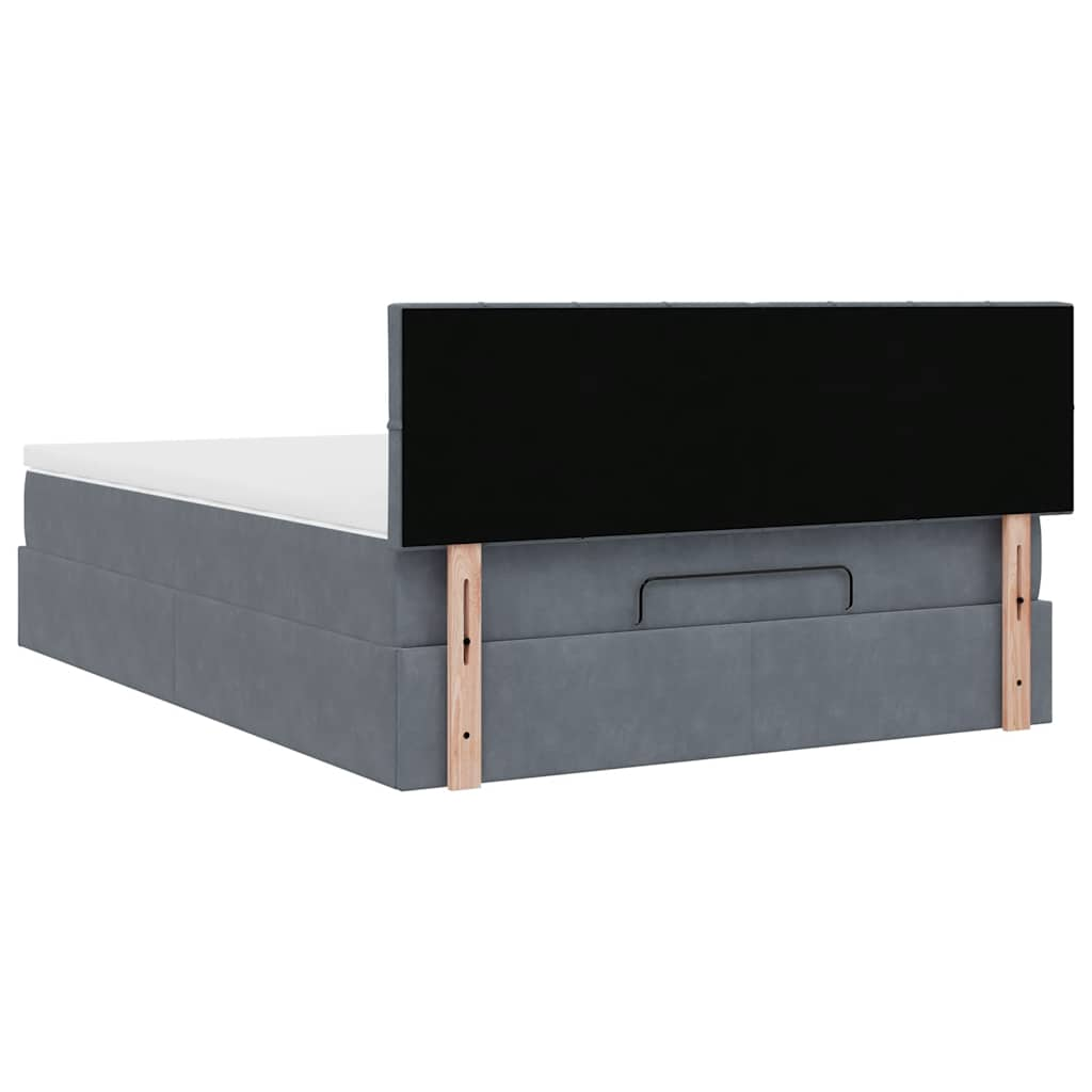 Ottoman Bed with Mattress Dark Grey Double Velvet