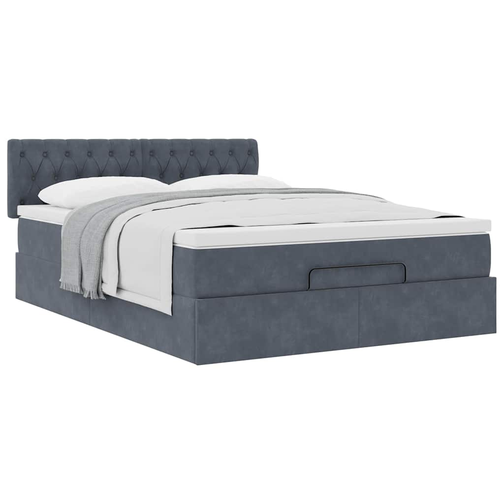 Ottoman Bed with Mattress Dark Grey Double Velvet