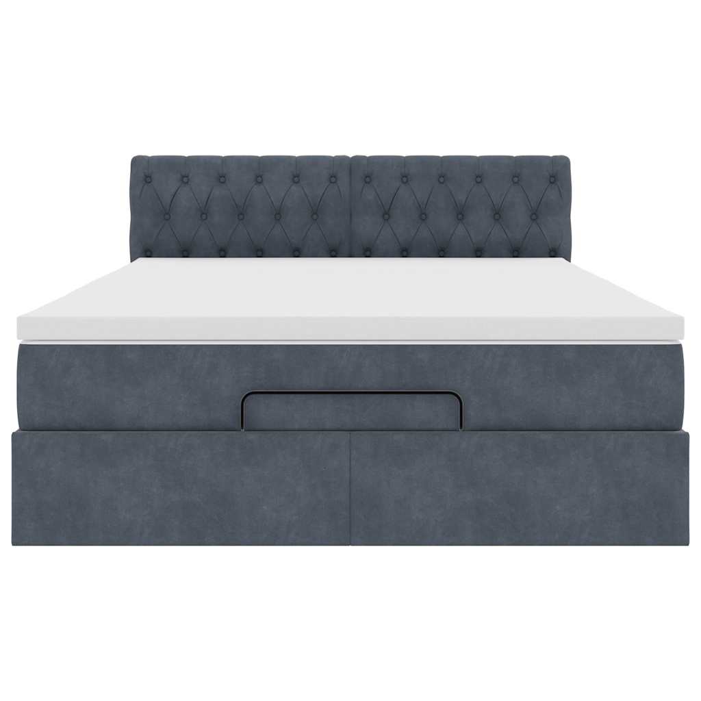 Ottoman Bed with Mattress Dark Grey Double Velvet