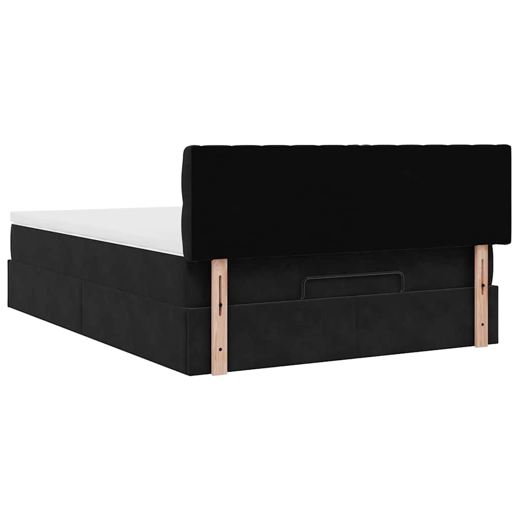 Ottoman Bed with Mattress Black Double Velvet