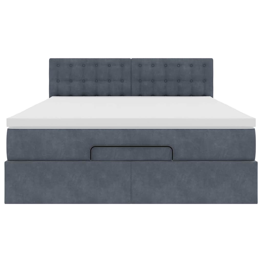 Ottoman Bed with Mattress Dark Grey Double Velvet