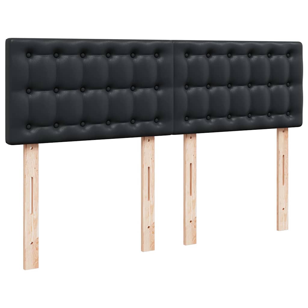 Ottoman Bed with Mattresses & LEDs Black Double Faux Leather