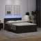 Ottoman Bed with Mattresses & LEDs Black Double Faux Leather