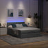 Ottoman Bed with Mattress & LEDs Dark Grey Double Fabric