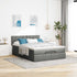 Ottoman Bed with Mattress & LEDs Dark Grey Double Fabric