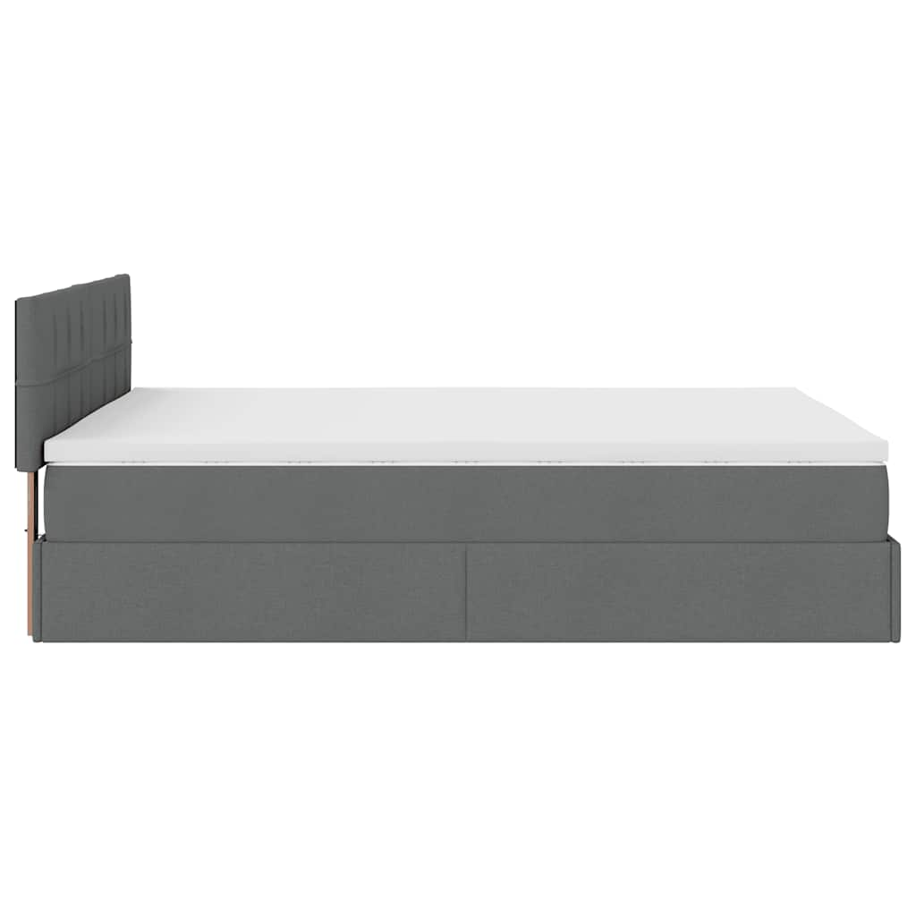 Ottoman Bed with Mattress & LEDs Dark Grey Double Fabric