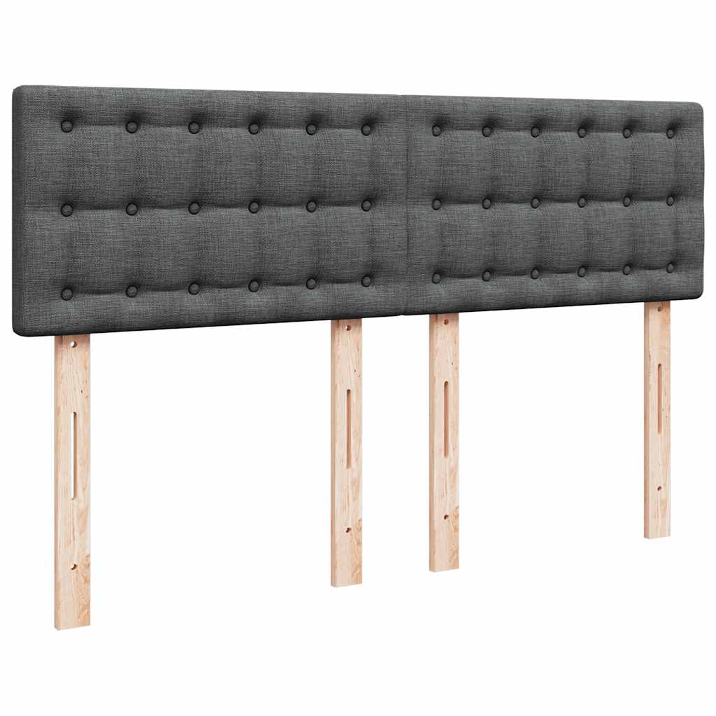 Ottoman Bed with Mattress & LEDs Dark Grey Double Fabric