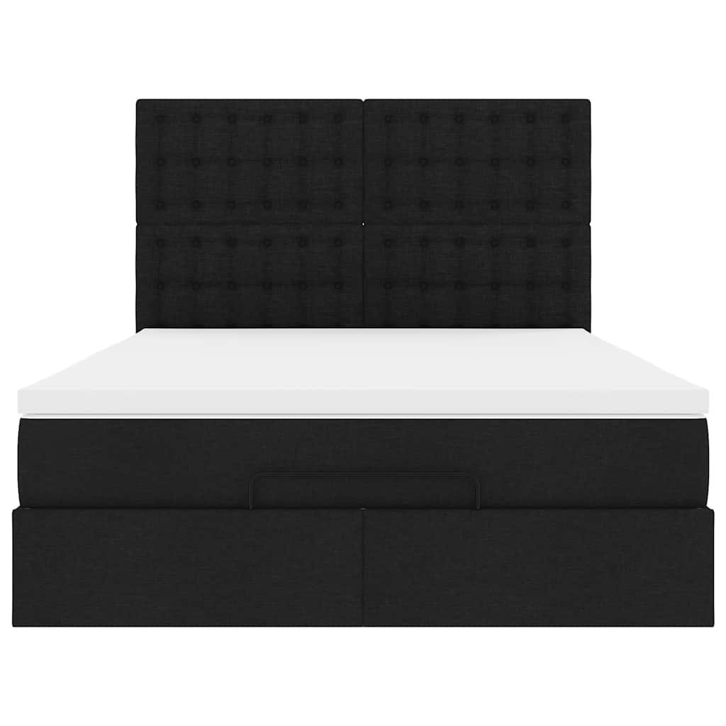 Ottoman Bed with Mattress Black Double Fabric