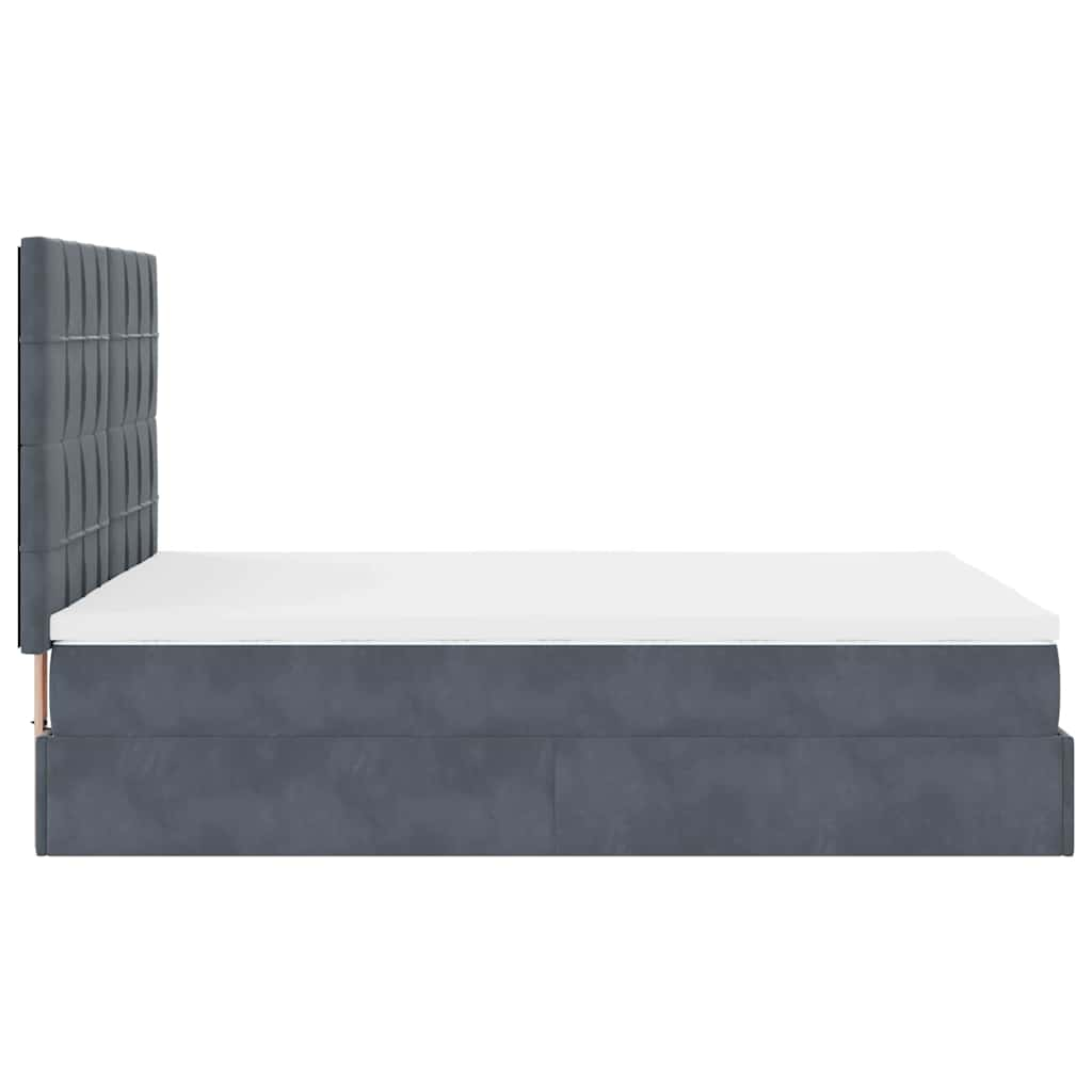 Ottoman Bed with Mattresses Dark Grey Double Velvet