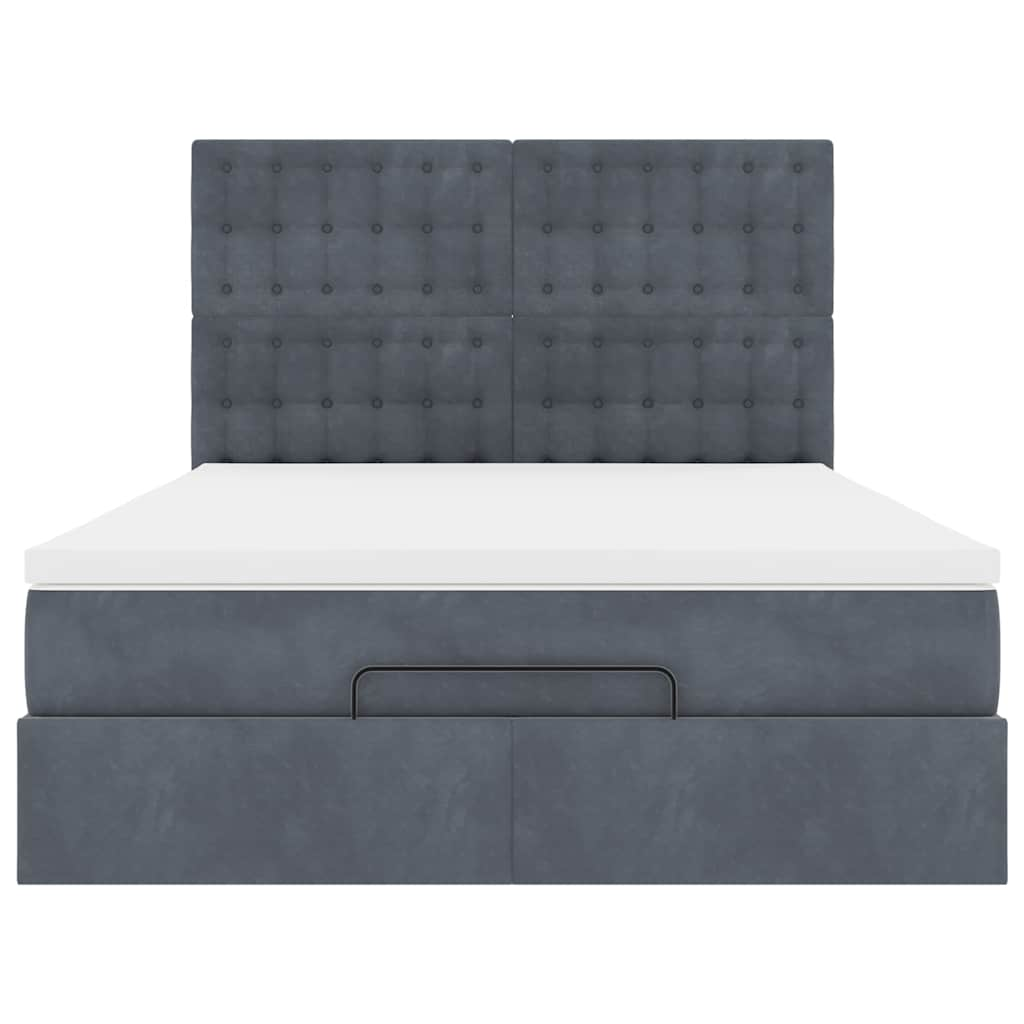 Ottoman Bed with Mattresses Dark Grey Double Velvet