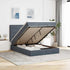 Ottoman Bed with Mattresses & LEDs Dark Grey Double Velvet