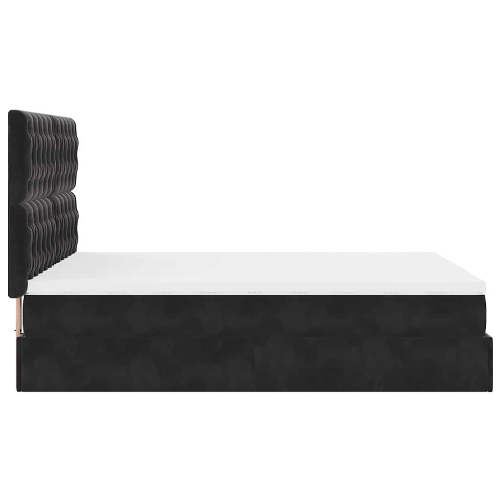 Ottoman Bed with Mattresses & LEDs Black Double Velvet