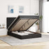 Ottoman Bed with Mattresses & LEDs Black Double Velvet