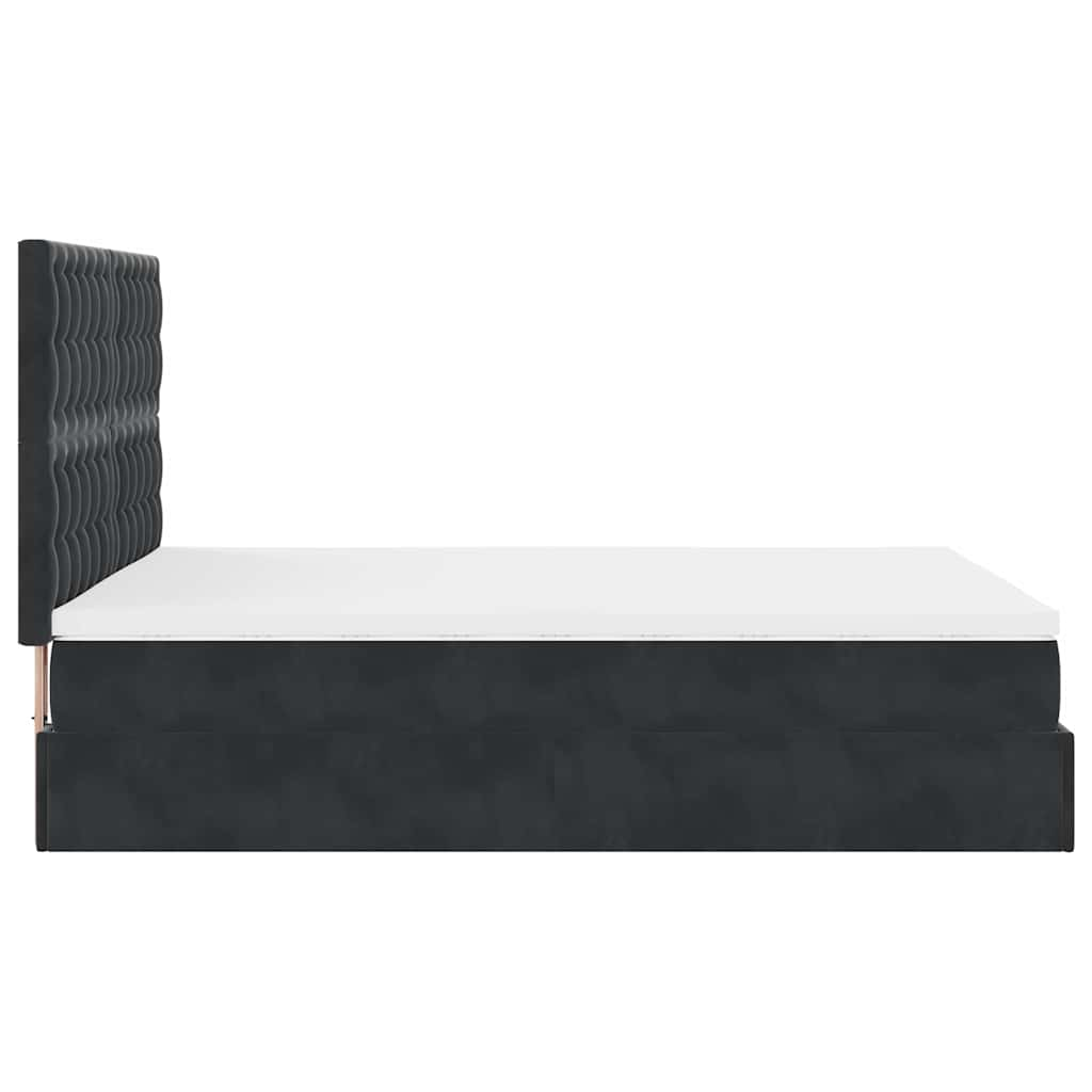 Ottoman Bed with Mattresses & LEDs Black Double Velvet