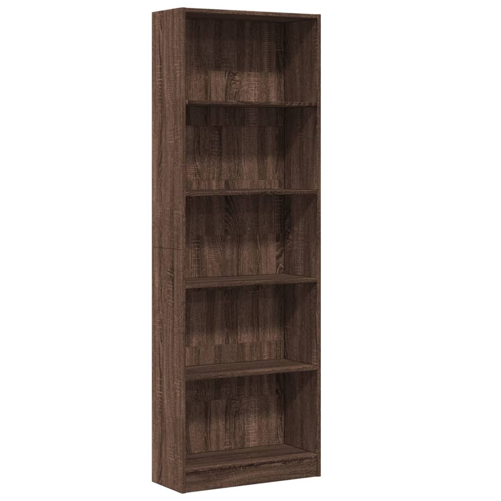 Bookcase Brown Oak 60x24x176 cm Engineered Wood