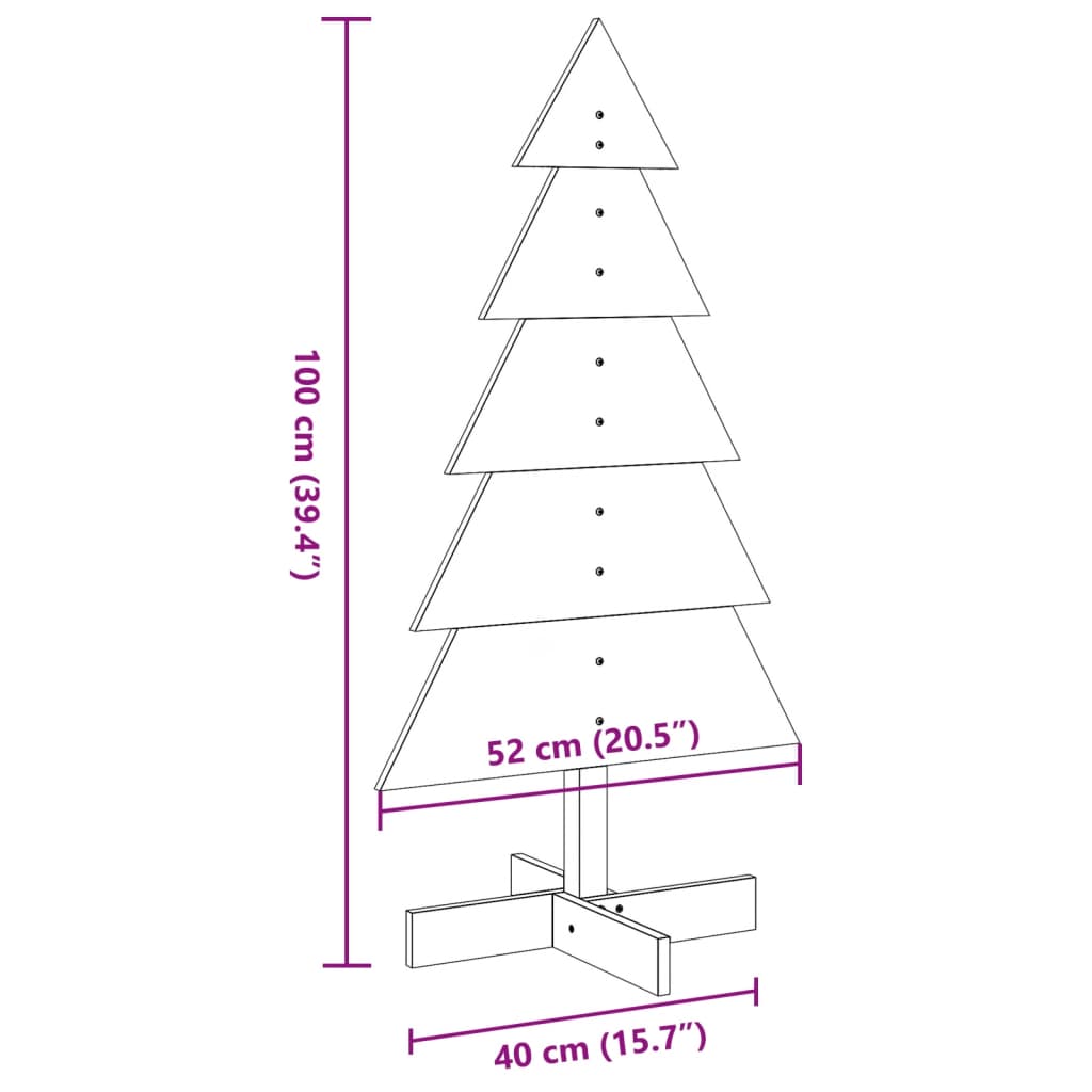 Wooden Christmas Tree for Decoration 100 cm Solid Wood Pine