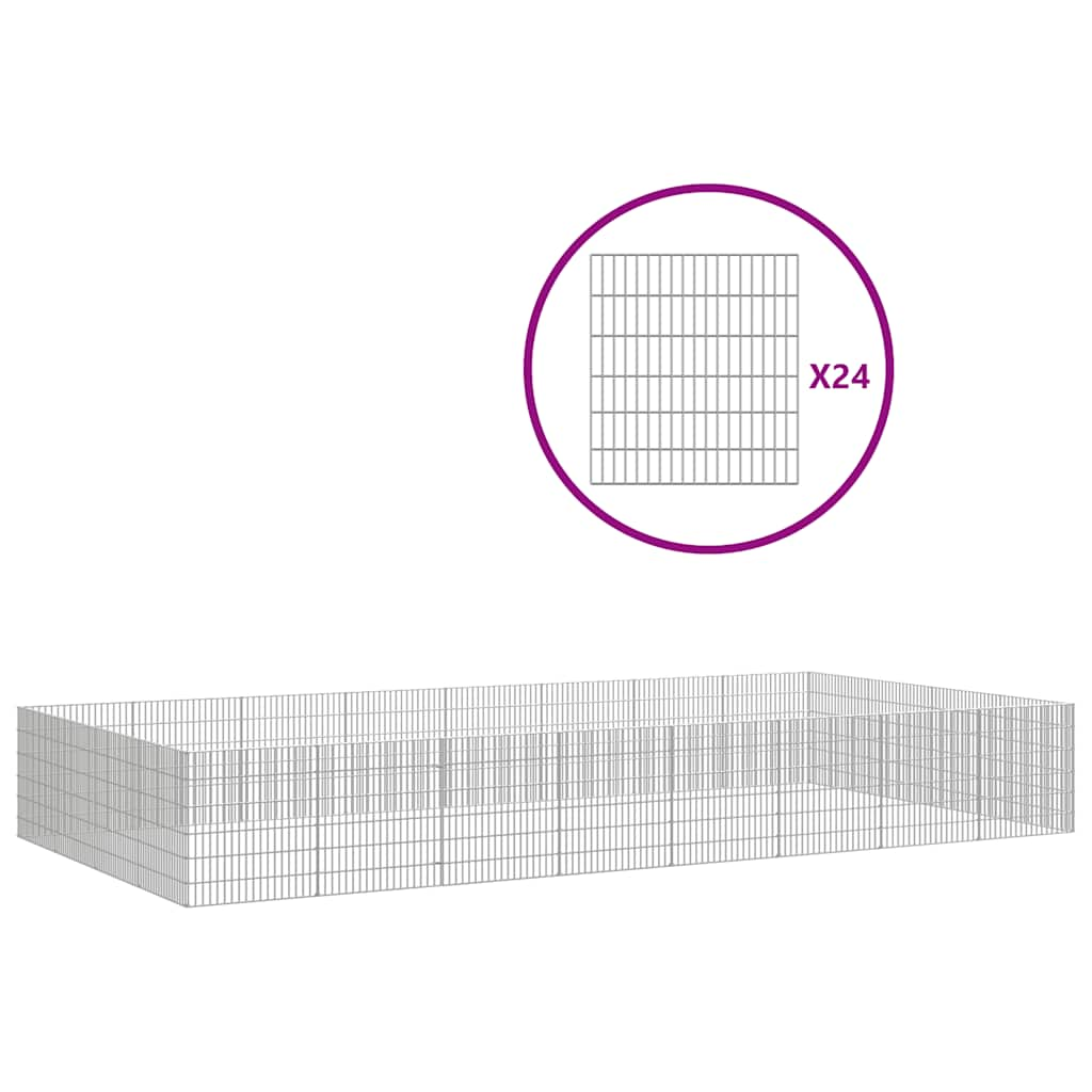 Free Range Animal Enclosure 24-Panel 54x60 cm Galvanised Iron