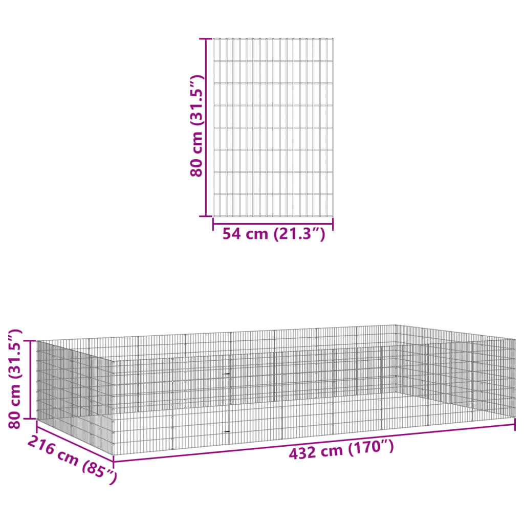 Free Range Animal Enclosure 24-Panel 54x80 cm Galvanised Iron