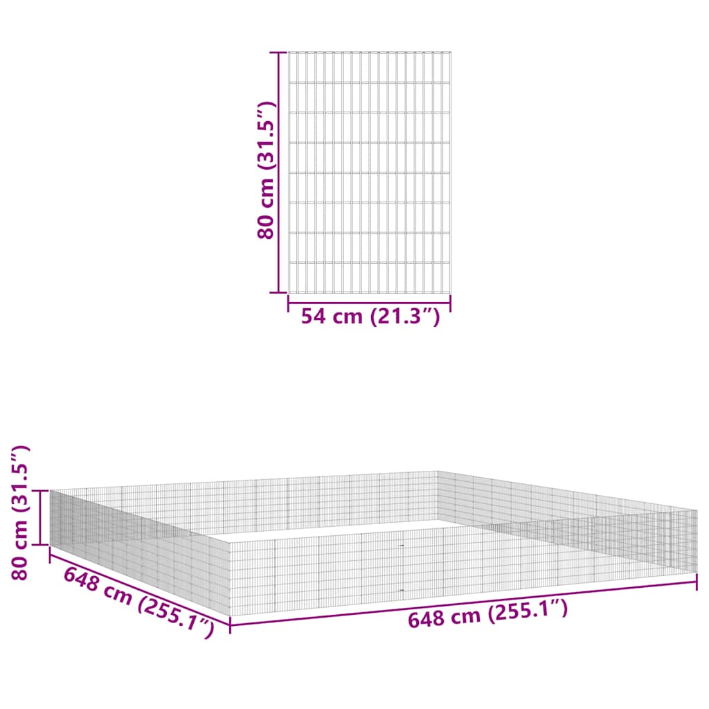 Free Range Animal Enclosure 48-Panel 54x80 cm Galvanised Iron